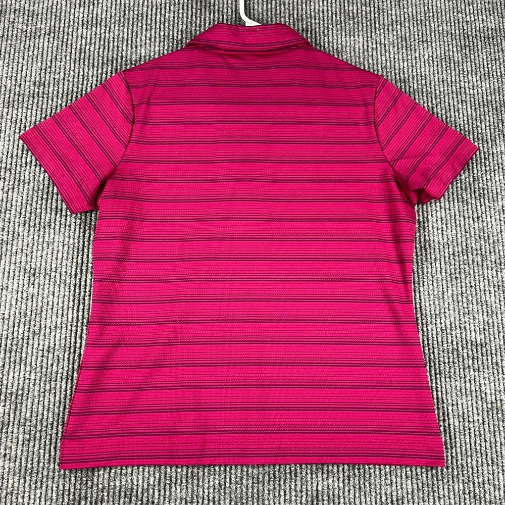 Nike Polo Shirt Womens Medium Purple Striped Short Sleeve Golf Casual Light